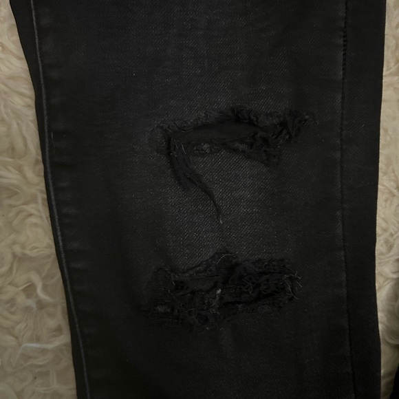 American Eagle Black Denim Distressed Jeans, Curvy High Rise, High Waisted - Picture 6 of 9